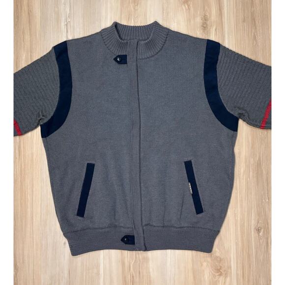 Geiger Men's Wool Bomber Jacket Vintage Grey Navy sz 52 EU or M / 42 US - Picture 2 of 11